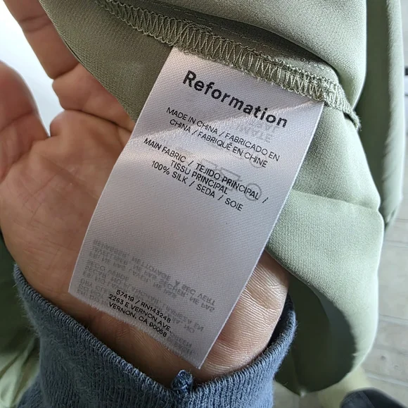 NWT Reformation Barrow Silk Dress in Artichoke Green Maxi Strapless - Picture 10 of 11